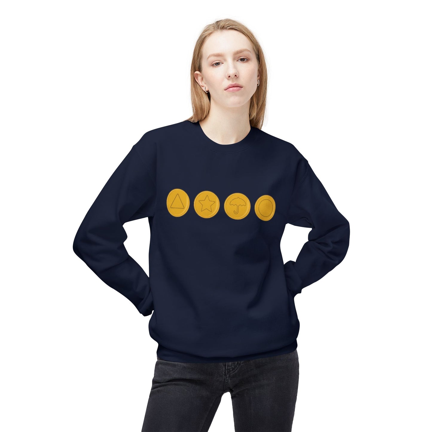 Squid Game Dalgona Candy Symbols Navy Blue Sweatshirt