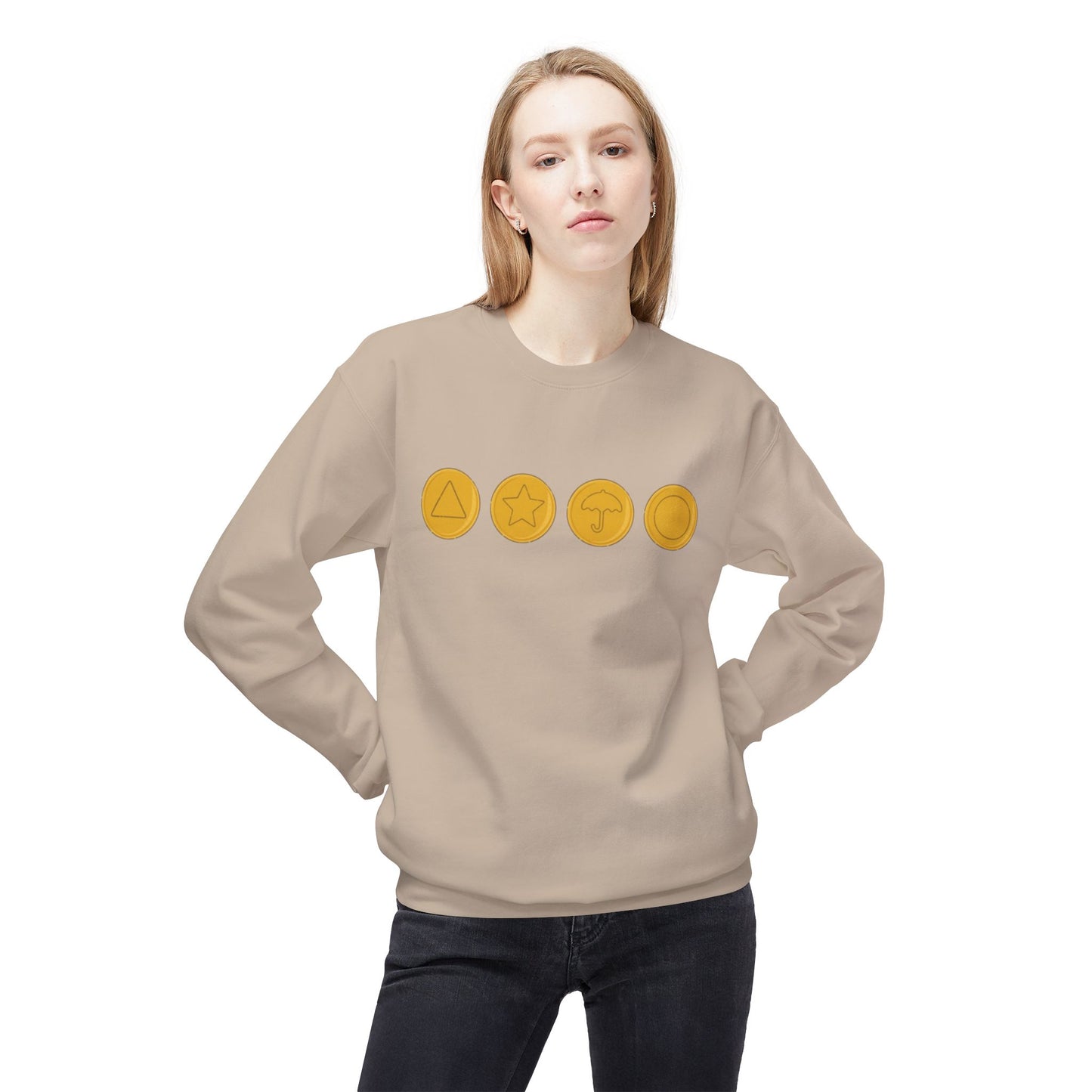 Squid Game Dalgona Candy Symbols Beige Sweatshirt