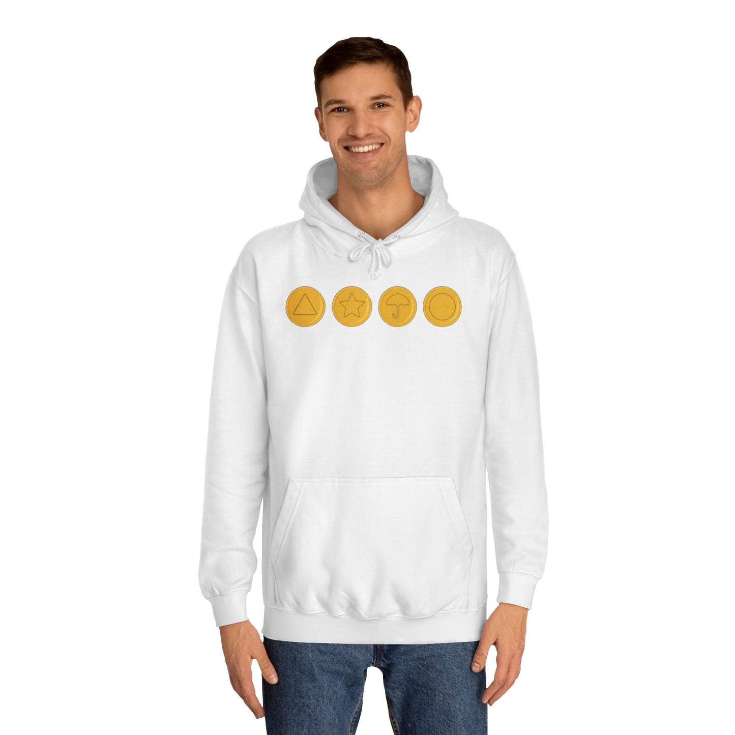 Squid Game Dalgona Candy Symbols White Hoodie