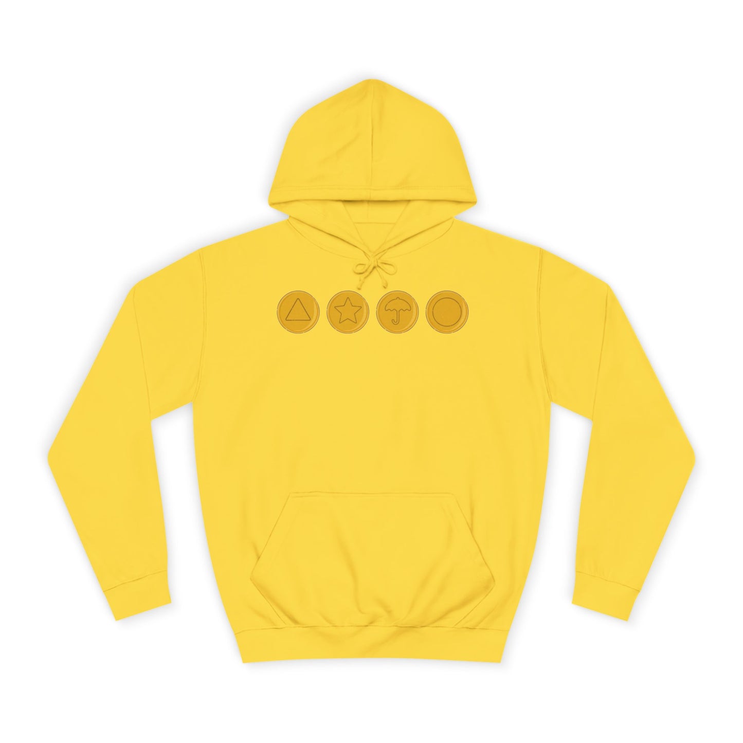Squid Game Dalgona Candy Symbols Yellow Hoodie