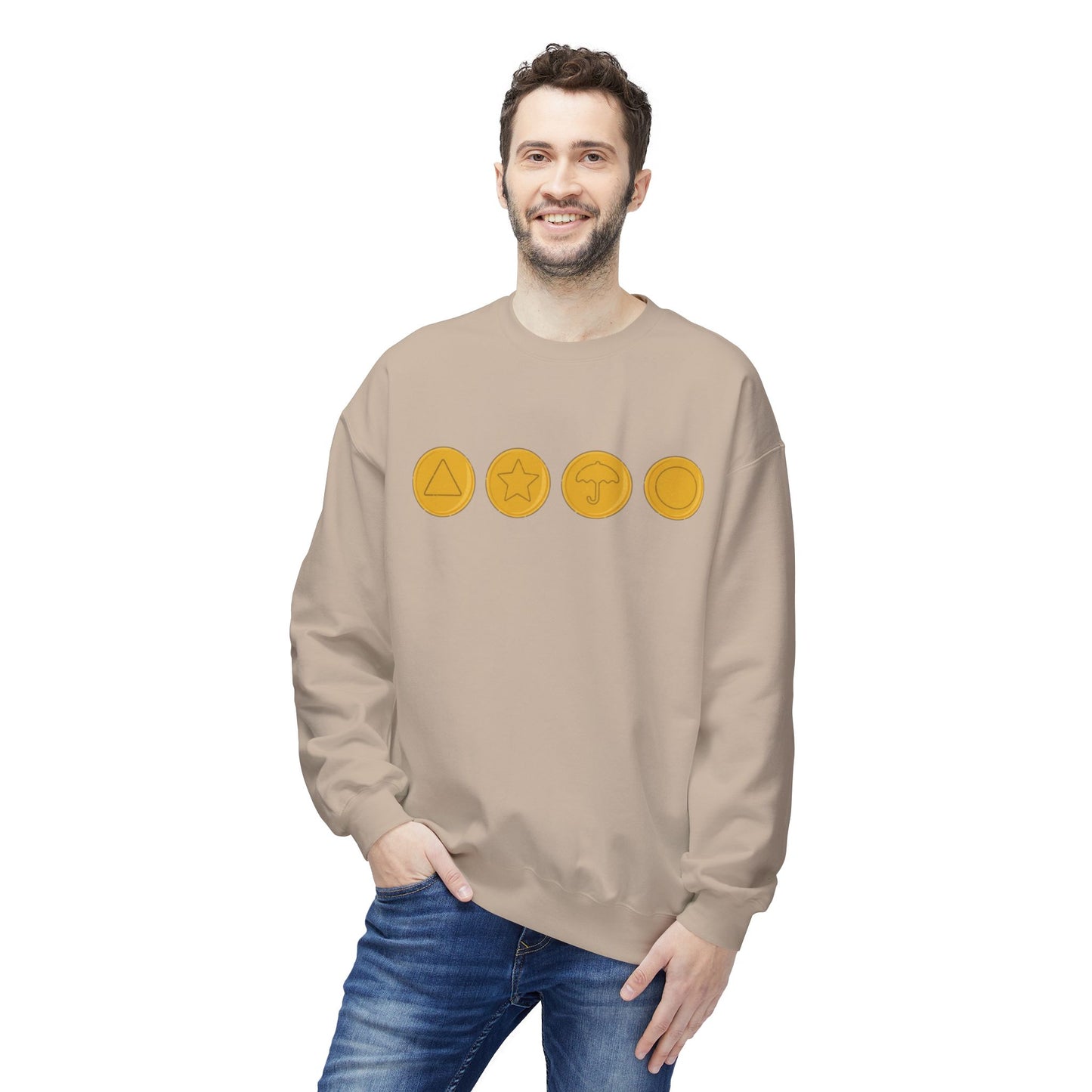 Squid Game Dalgona Candy Symbols Beige Sweatshirt