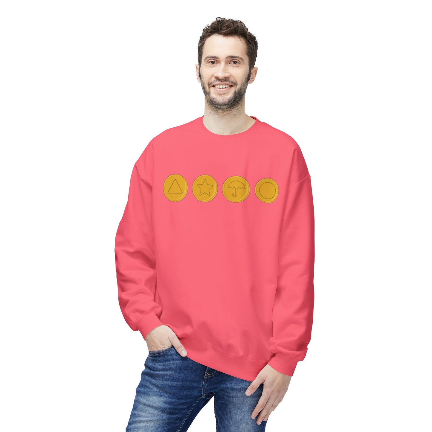 Squid Game Dalgona Candy Symbols Pink Sweatshirt