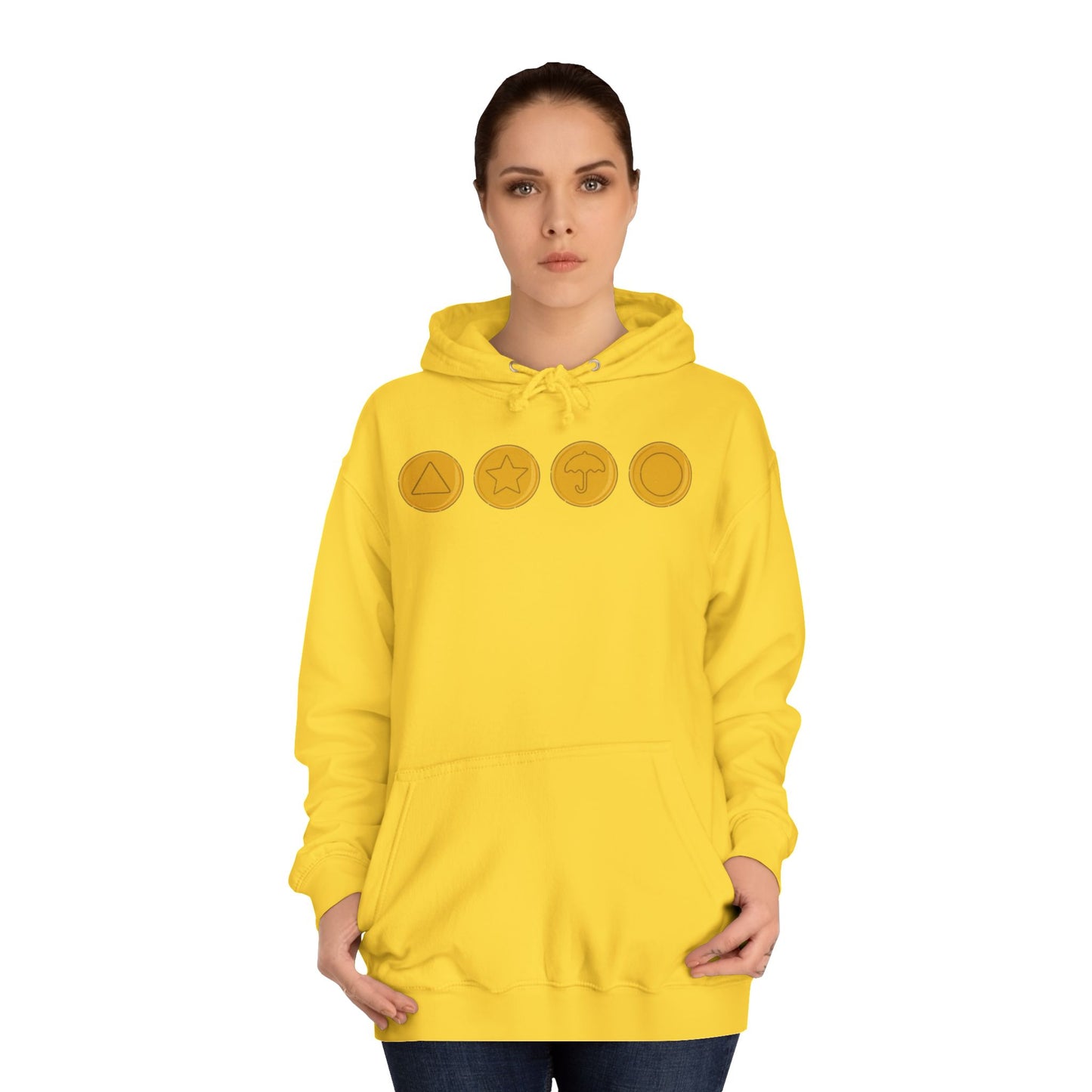 Squid Game Dalgona Candy Symbols Yellow Hoodie