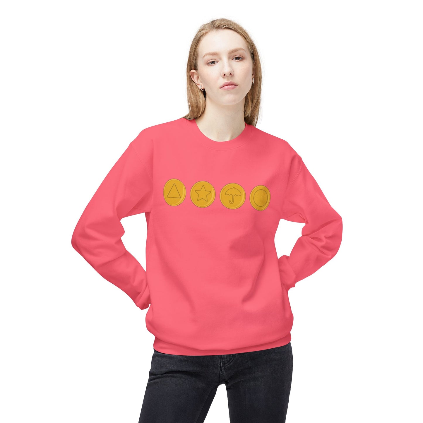 Squid Game Dalgona Candy Symbols Pink Sweatshirt