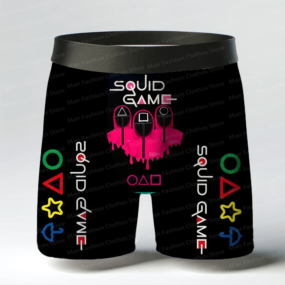 Squid Game Boxer Briefs – Black Underwear with Iconic Symbols