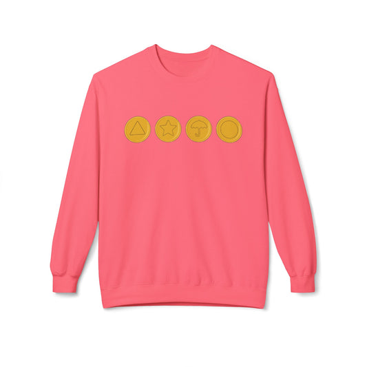 Squid Game Dalgona Candy Symbols Pink Sweatshirt