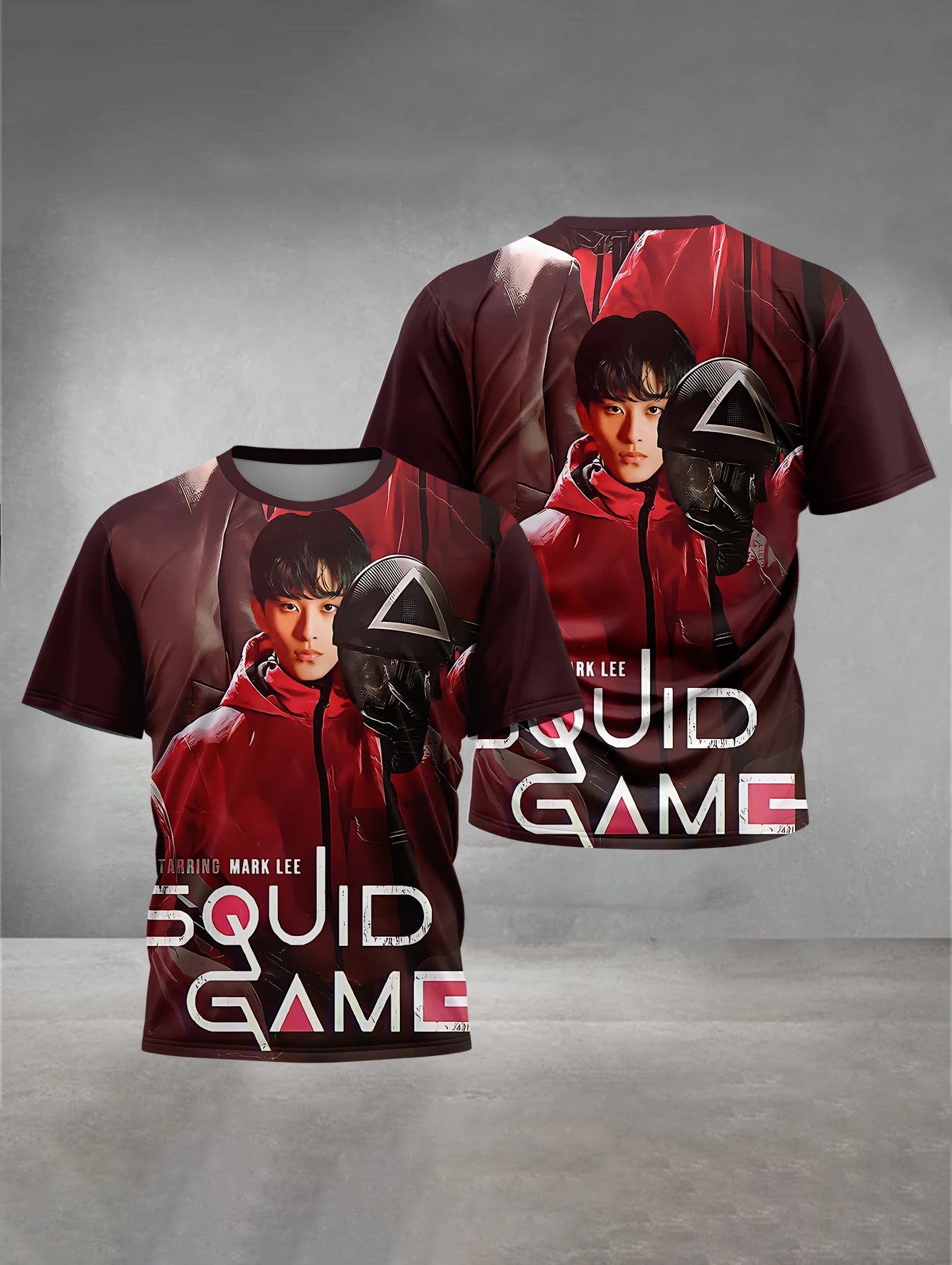 Maroon Squid Game Kids' T-Shirt - Guard and Player