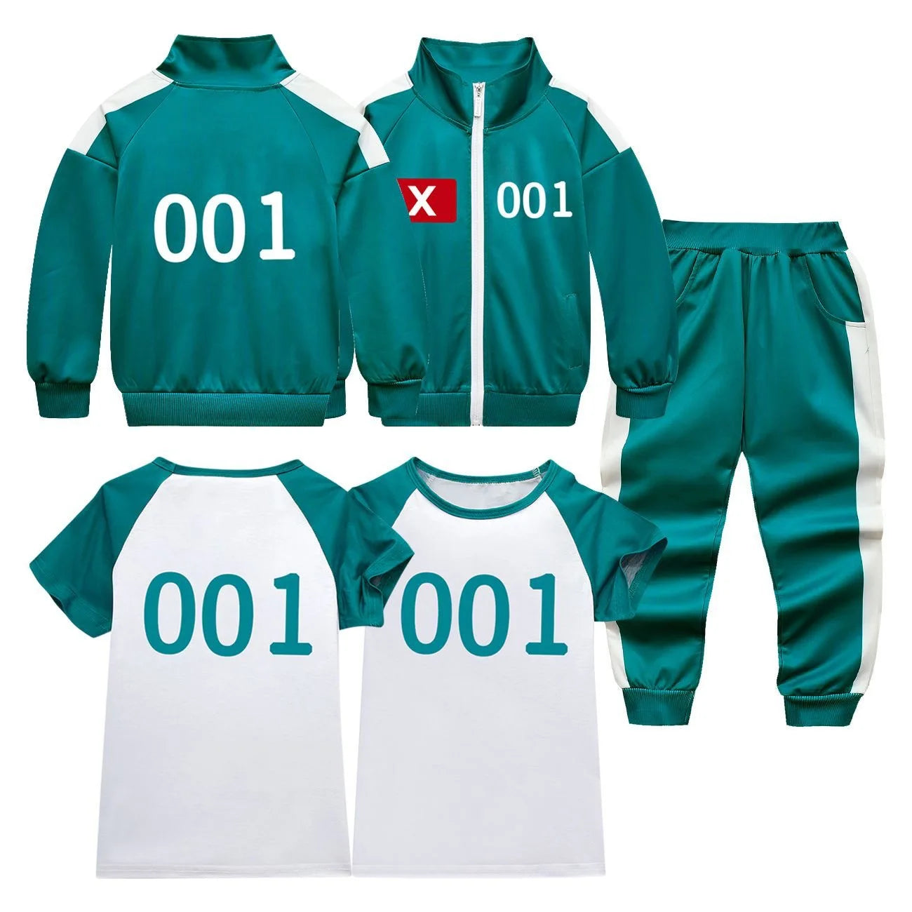 Squid Game Kids Full Set – Player 001 Oh Il-nam Tracksuit & T-Shirt