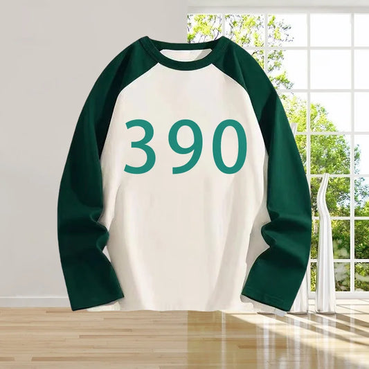 Park Jung-bae (Player 390) Green & White Long Sleeve T-Shirt – Squid Game