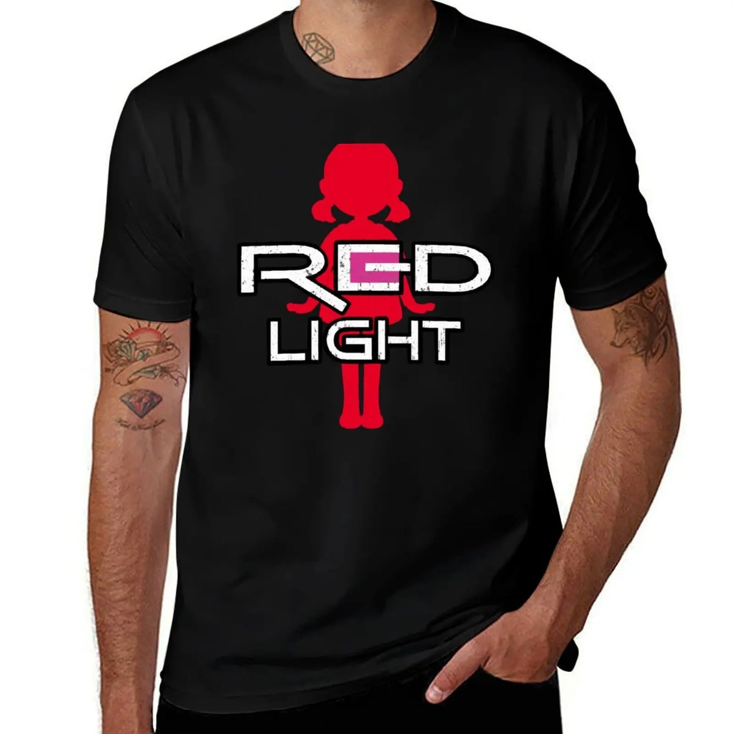 Squid Game T-Shirt - Red Light, Green Light Doll - Black