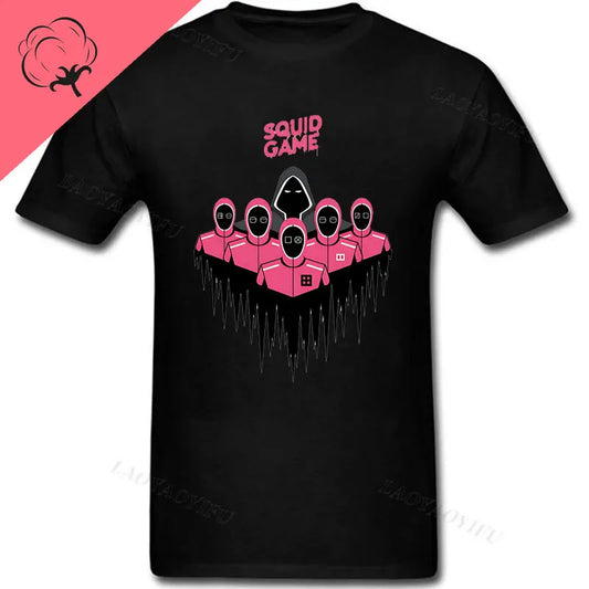 Squid Game Black T-Shirt – Front Man & Guards