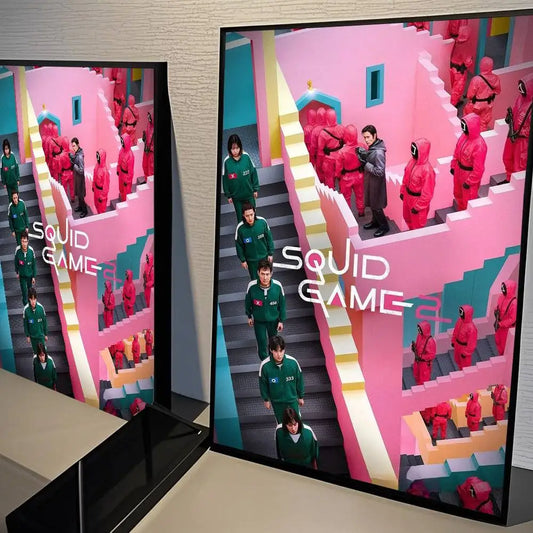 Squid Game Season 2 Poster – Surreal Staircase Scene with Contestants & Guards