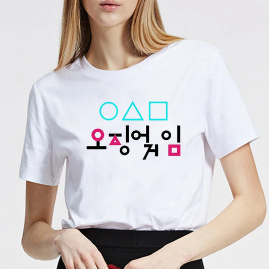 Squid Game Shapes Hangul T-Shirt - White