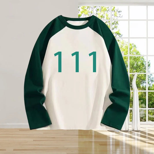 Byeong-gi (Player 111) Green & White Long Sleeve T-Shirt – Squid Game