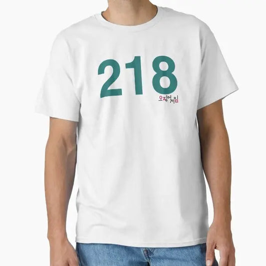 Squid Game Player 218 White T-Shirt for Kids
