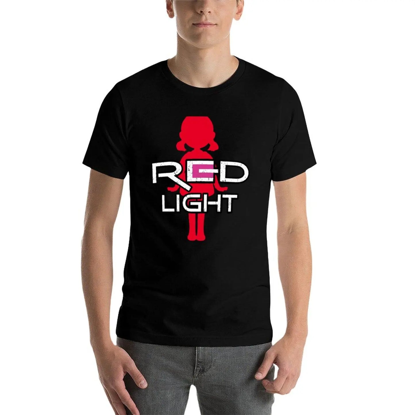 Squid Game T-Shirt - Red Light, Green Light Doll - Black