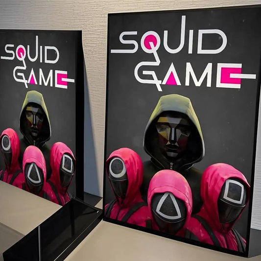 Squid Game Poster – Front Man and Masked Guards Wall Art | Season 1