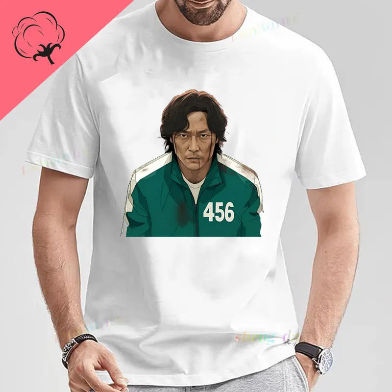 Squid Game White T-Shirt – Seong Gi-hun #456