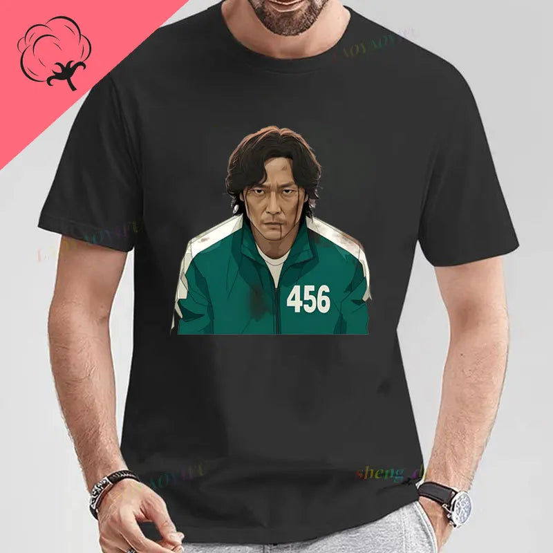 Squid Game Black T-Shirt – Seong Gi-hun #456