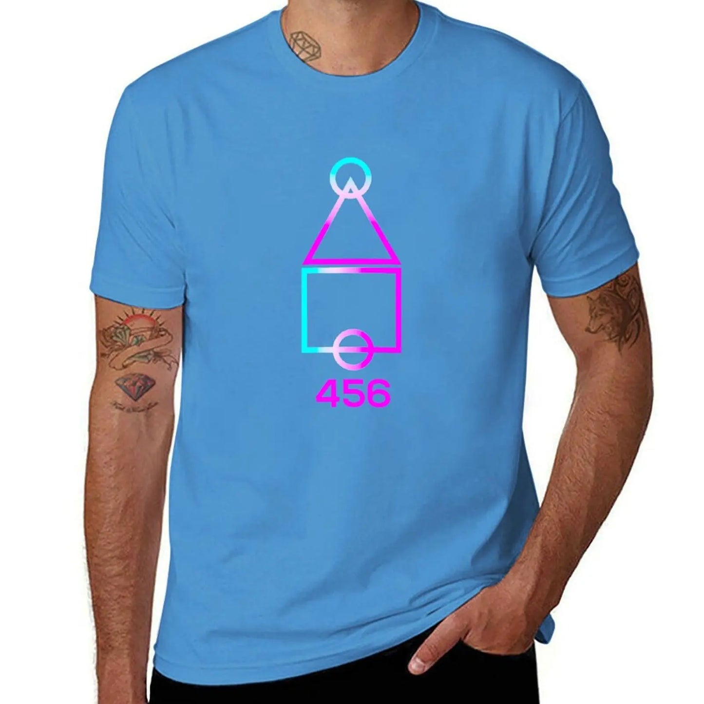 Turquoise Blue Squid Game T-Shirt – Neon 456 Featuring Seong Gi-hun