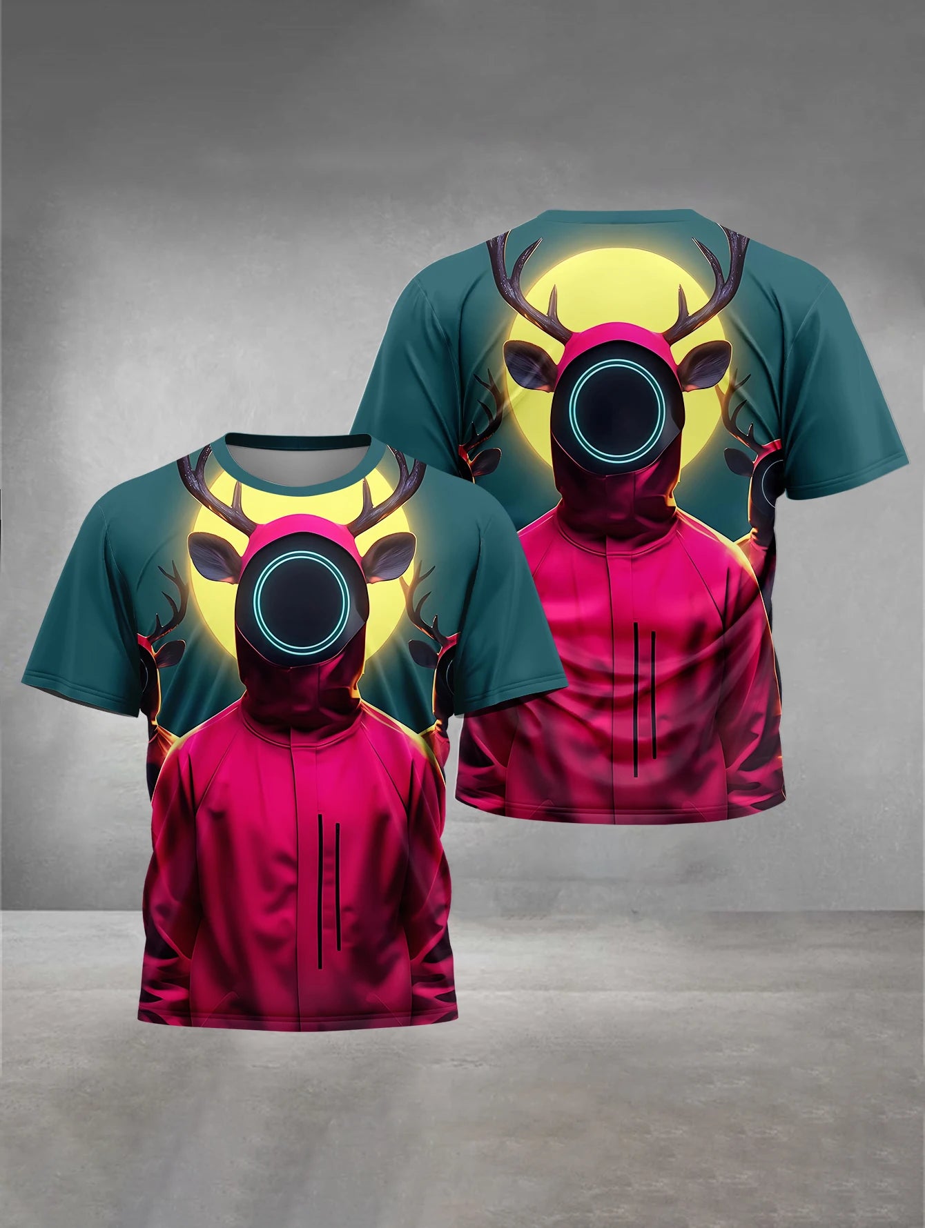 Teal and Pink Squid Game Kids' T-Shirt - Antler Mask